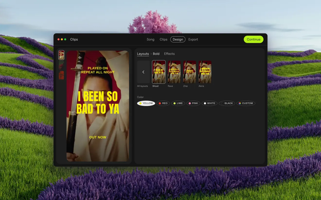 Clips on plastic.audio: the Design step, a vertical ad for every part
